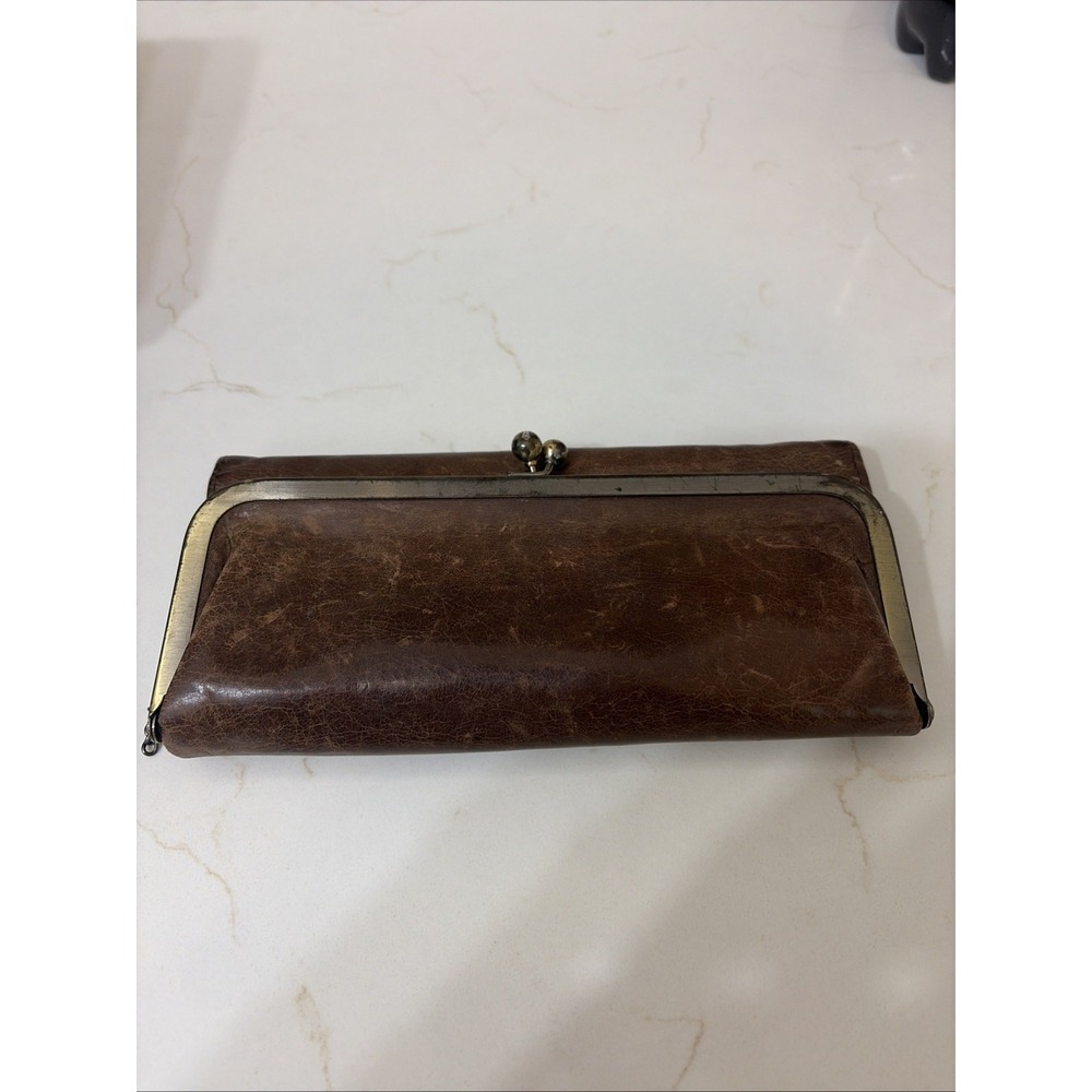 Hobo International Lauren Leather Double-Frame Clutch Wallet  Brown/Chocolate